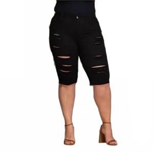 NEW MISS CALIFORNIA distressed bermuda shorts in black